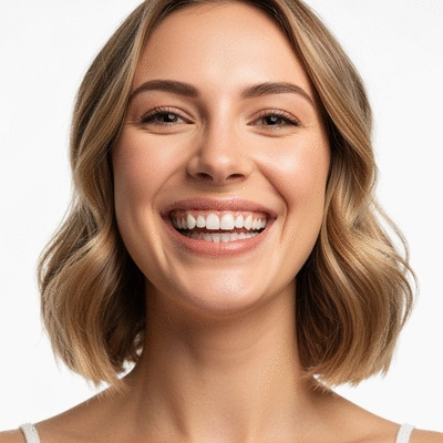 Person smiling with bright, healthy teeth, demonstrating good oral hygiene