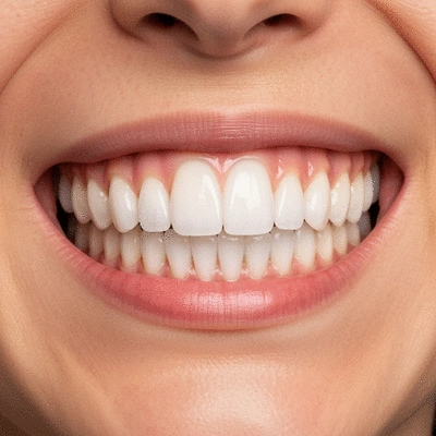 Bright, white teeth showing long-lasting results after a professional whitening treatment, with a subtle glow, no text, no words, no typography, 8K